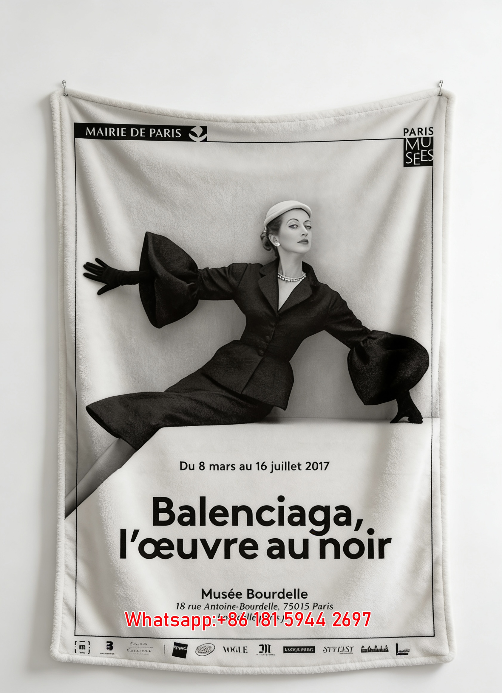 Balenciaga Paris Exhibition Print Flannel Throw Blanket BA279